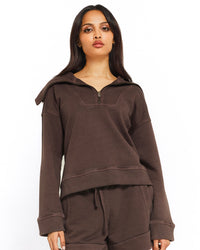 Mocha Half Zip Sweat