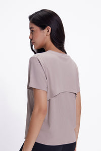 Beige Aerial Rib Layer-Back Tee