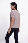 Beige Aerial Rib Layer-Back Tee