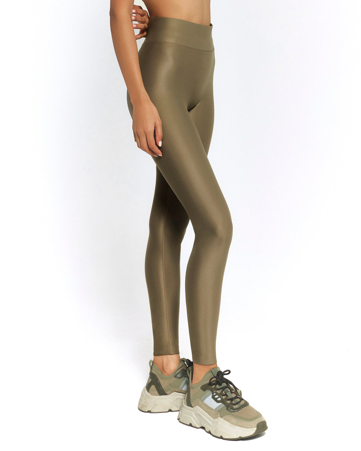 Olive Seamless Alloy Leggings