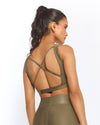 Open Back Sports Bra in Olive