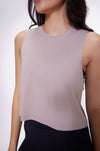 Beige Aerial Rib Muscle Tank